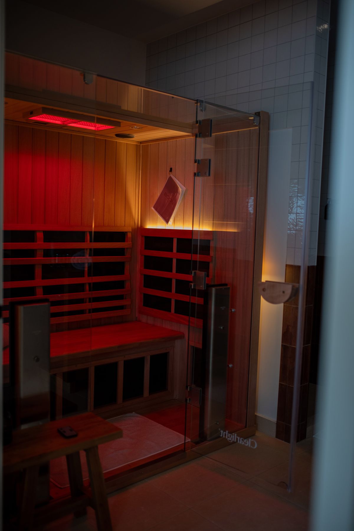 Inside the infrared sauna